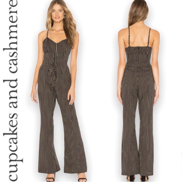 cupcakes & cashmere Pants - NWT✨Cupcakes & Cashmere Jaiden Pinstriped Spaghetti Strap Corset Jumpsuit Blk 6